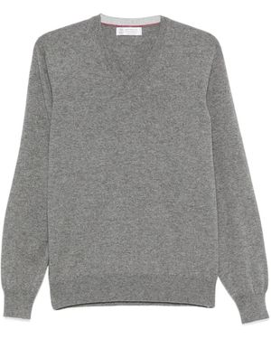 Brunello Cucinelli Trui Met V-Hals - Grijs