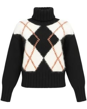 Isaia Argyle-Pattern Roll-Neck Jumper - Black