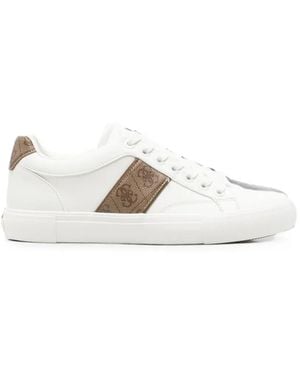 Guess Cribe Logo-Print Leather Sneakers - White