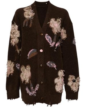 JNBY Floral Pattern V-Neck Cardigan - Brown