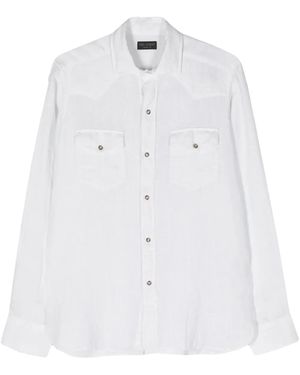 Dell'Oglio Classic-Collar Linen Shirt - White