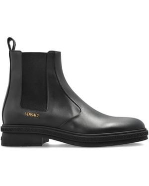 Versace Botas chelsea con ribete Greca - Negro