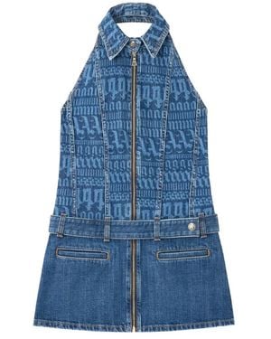 Palm Angels Logo Denim Dress - Blue