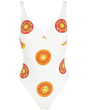 Amir Slama Print Sol Swimsuit - White