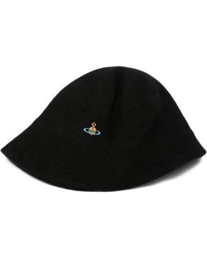 Vivienne Westwood Orb-Embroidered Cloche Hat - Black