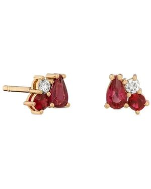 ROSEKEY 18Kt Gooseberry Rotgoldohrringe Mit Rubin Und Diamanten - Weiß