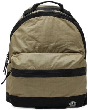 Stone Island Logo-Patch Ripstop Backpack - Green