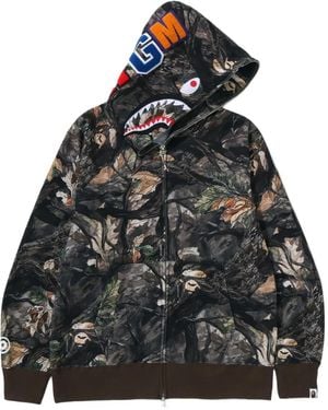 A Bathing Ape Felpa Tree Edge Camo Shark Con Zip - Nero