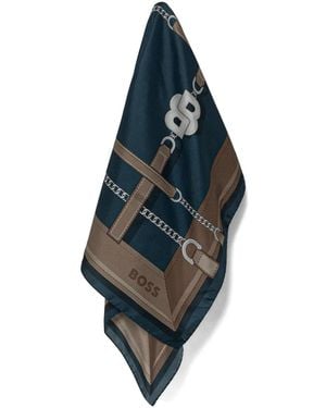 BOSS Chain Strap Print Scarf - Blue