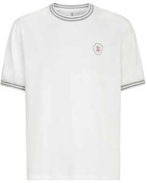 Brunello Cucinelli Camiseta Con Logo Bordado - Blanco