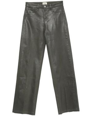 L'Agence Coated Straight-Leg Pants - Gray