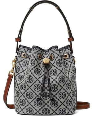 Tory Burch Leder Umhängetasche Mit Zugverschluss - Blau