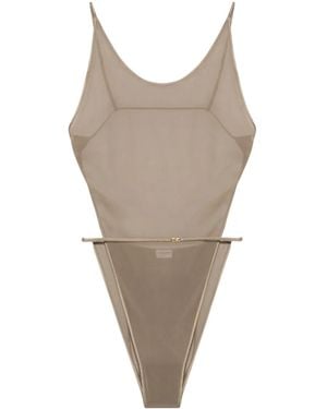 Saint Laurent Backless Georgette Bodysuit - Natural