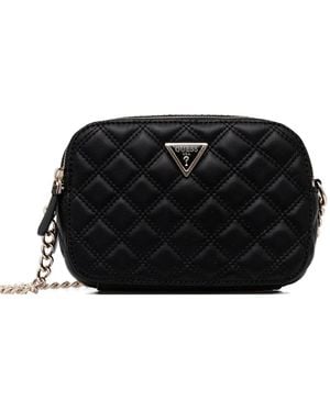 Guess Borsa A Tracolla Trapuntata Con Catena - Nero