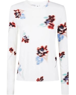 Paul Smith Top A Fiori Con Maniche Lunghe - Bianco