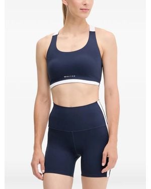 P.E Nation Logo-Print Racerback Sports Bra - Blue