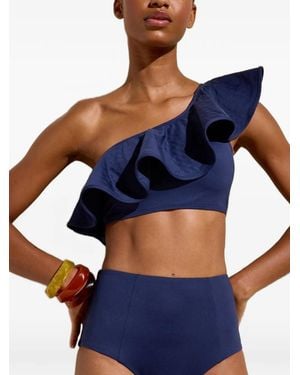 Marie Oliver Gerüschter One-Shoulder-Bikini - Blau