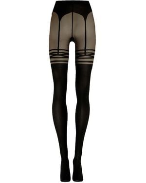 Wolford Suspender-Patterned Tights - Black