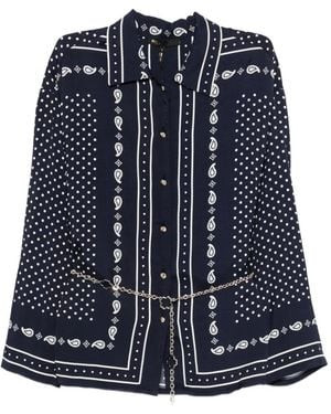 Maje Polka-Dot Long-Sleeve Shirt - Blue