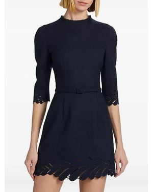 Oscar de la Renta Bouclé-Lace Mini Dress - Blu