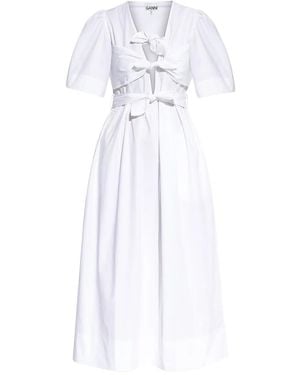 Ganni ポプリン ドレス - ホワイト