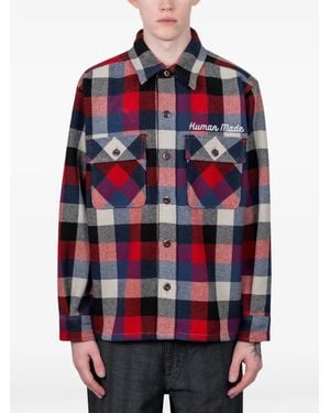 Human Made Karierte Hemdjacke mit Tasche - Rot