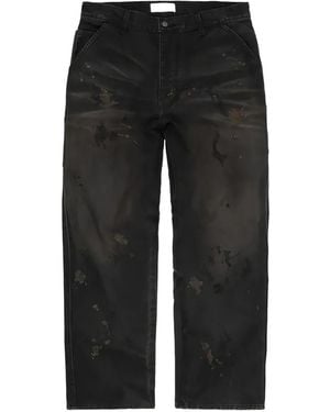 ALEXANDER DIGENOVA Underground Paint-Splatter Straight-Leg Trousers - Black