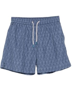 Fefe Geometric-Print Drawstring Swim Shorts - Blue