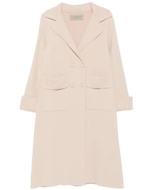 D.exterior Double-Breasted Ribbed-Trim Coat - Natural