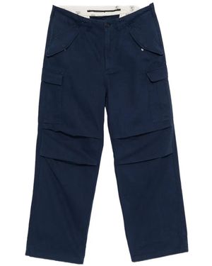 Universal Overall Cargo-Pockets Wide-Leg Trousers - Blue