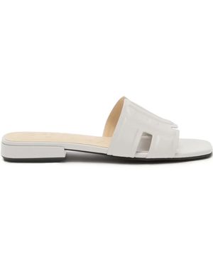 Furla Embossed Logo Sandals - White