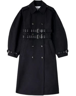 Ganni Gabardina Con Doble Cinturón - Negro