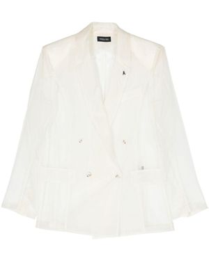 Patrizia Pepe Sheer Double-Breasted Blazer - White