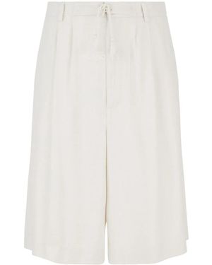 Gcds Logo-Embroidered Pleated Bermuda Shorts - White