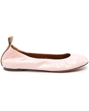 Lanvin Light Patent Leather Ballerina Flats - Pink