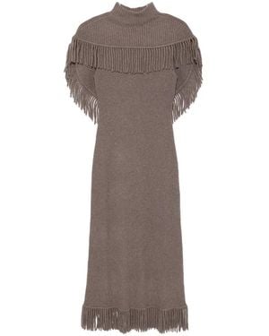 Jonathan Simkhai Fringe-Trim Ribbed-Knit Dress - Brown