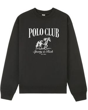 Sporty & Rich Graphic-Print Jumper - Black