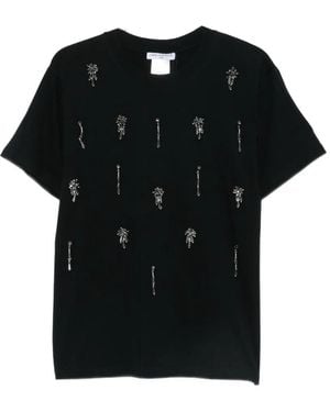 Isabelle Blanche Crystal-Embellished T-Shirt - Black