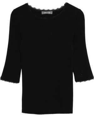 Philo-Sofie Cashmere Lace-Trim T-Shirt - Black