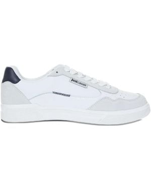 Just Cavalli Leather Panel Sneakers - White