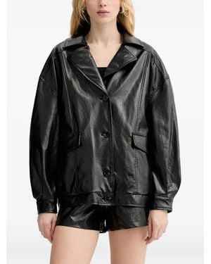 Guess Fransiska Crinkled-Effect Button-Up Jacket - Black