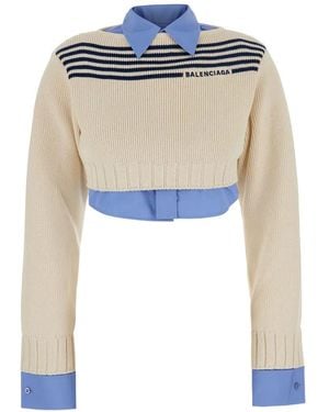 Balenciaga Jersey A Rayas Con Efecto A Capas - Azul