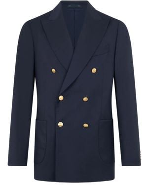 Brooks Brothers Virgin-Wool Double-Breasted Blazer - Blue