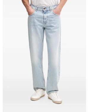 Guess Damon Logo-Patch Straight-Leg Jeans - Blue