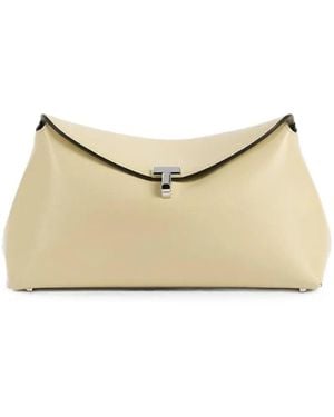 TOTEME T-Lock Leather Clutch Bag - Natural