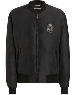 Dolce & Gabbana Veste Bomber Zippée À Broderies - Black