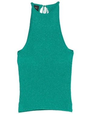 Pinko Linum Tie-Neck Knit Tank Top - Green