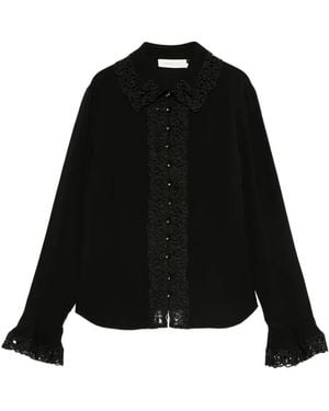 Zimmermann Lace-Trimmed Ruffled Blouse - Black