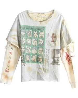 SAITOS Graphic-Print Distressed-Finish Sweatshirt - White