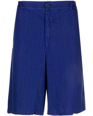 120% Lino Linen Bermuda Shorts - Blue